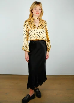 RIXO Crystal Skirt in Black