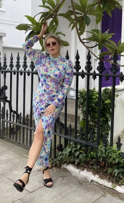 RIXO Dani Dress in Lilac Ink Floral