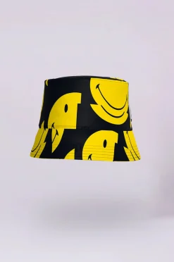 RK All Smiles Bucket Hat in Black, Yellow