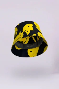 RK All Smiles Bucket Hat in Black, Yellow