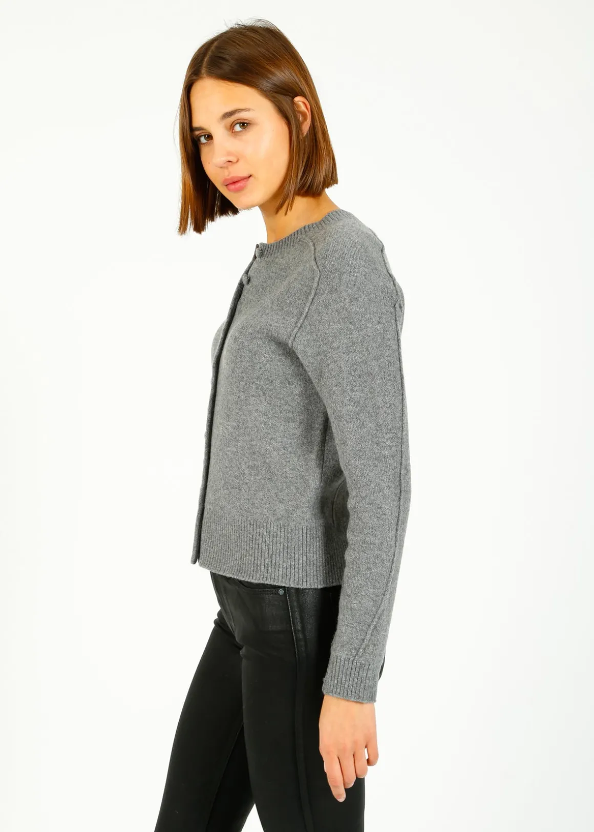 Ru0026B Bridget Crew Cardigan in Grey