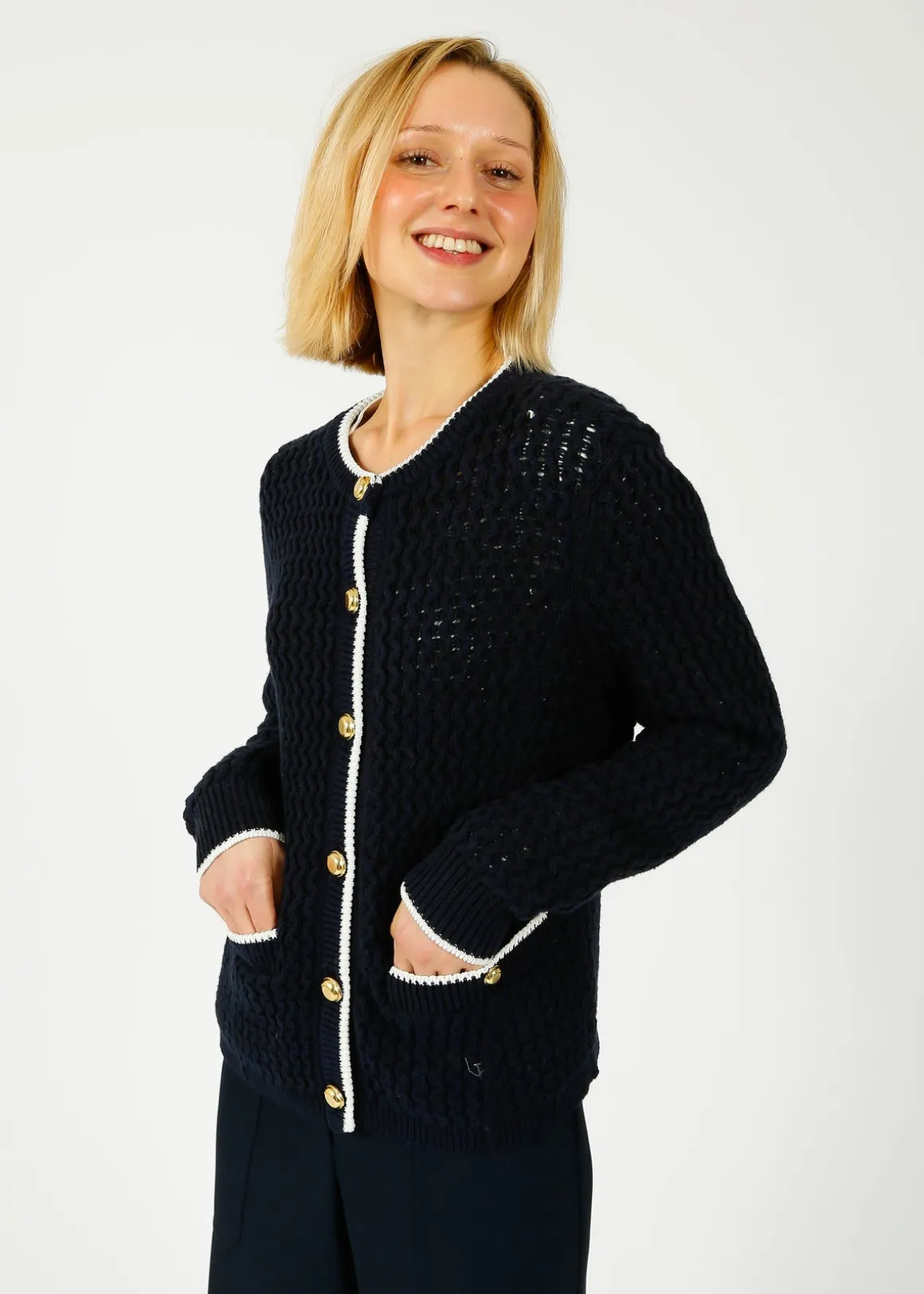 Ru0026B Daria Cardigan in Navy