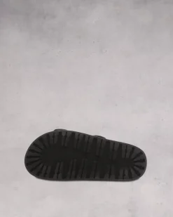 Ru0026B Geo Buckle Platform Slide in Antique Black, White