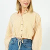 Ru0026B Georgie Stripe Poplin Shirt in Gold Stripe