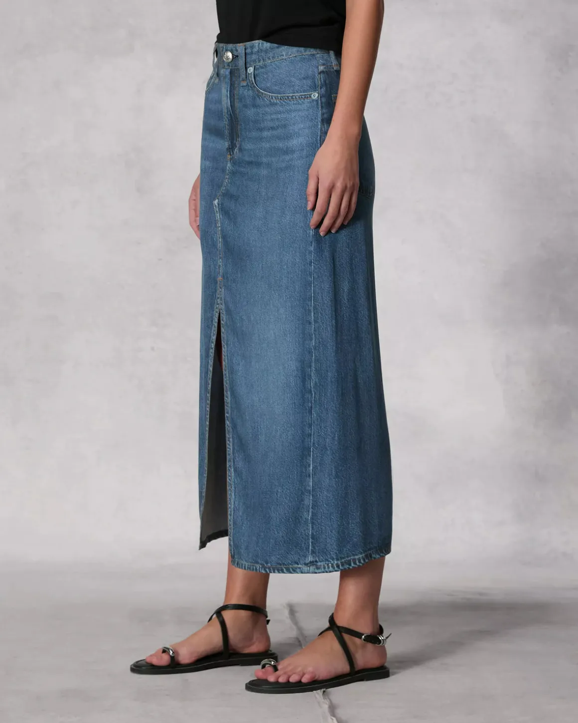 Ru0026B Liquid Miramar Clara Midi Skirt in Cameron