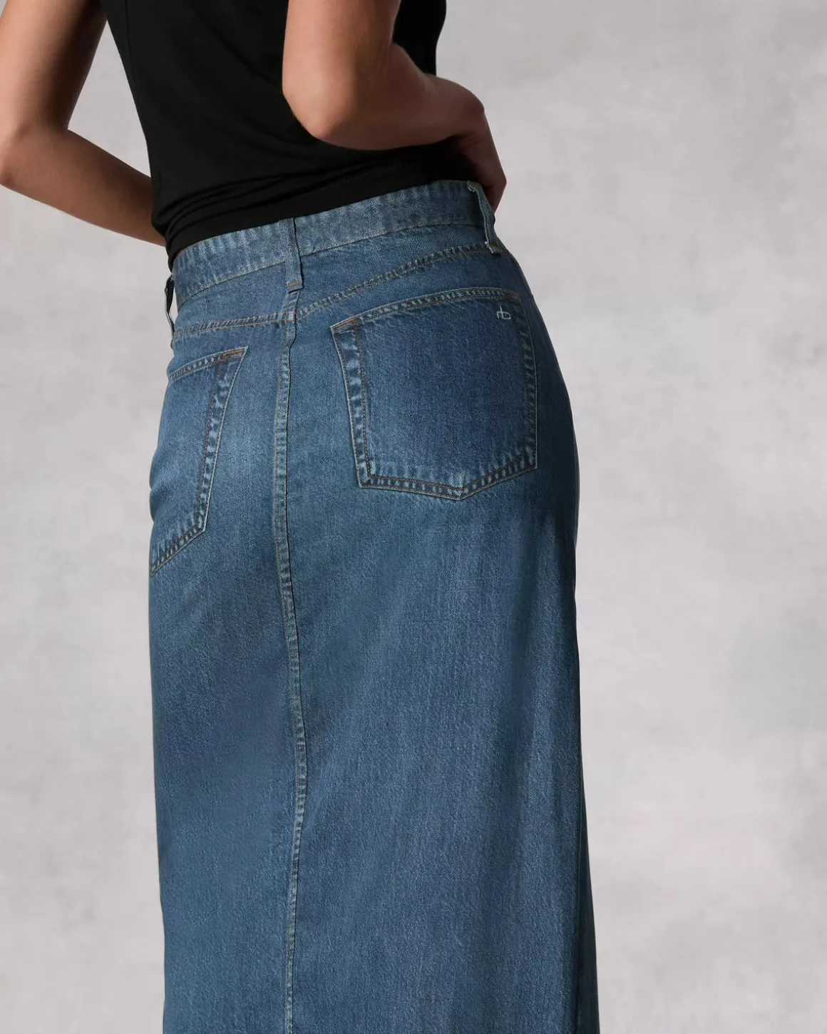 Ru0026B Liquid Miramar Clara Midi Skirt in Cameron