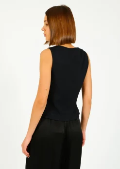 Ru0026B Mariana Textured Vest in Navy