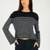 Ru0026B The Knit Boxy Stripe in Navy, Ivory