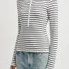Ru0026B The Knit Stripe Henley in White Multi