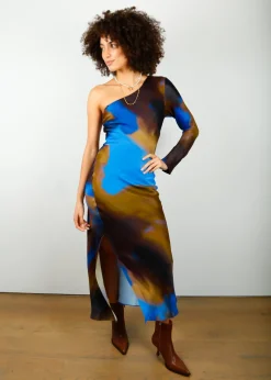 SEC.F Haylen One Shoulder Dress in Mole