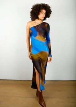 SEC.F Haylen One Shoulder Dress in Mole