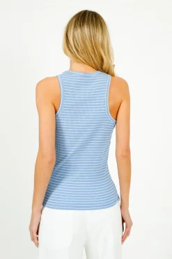SLF Anna Stripe Tank Top in Cornflower, White