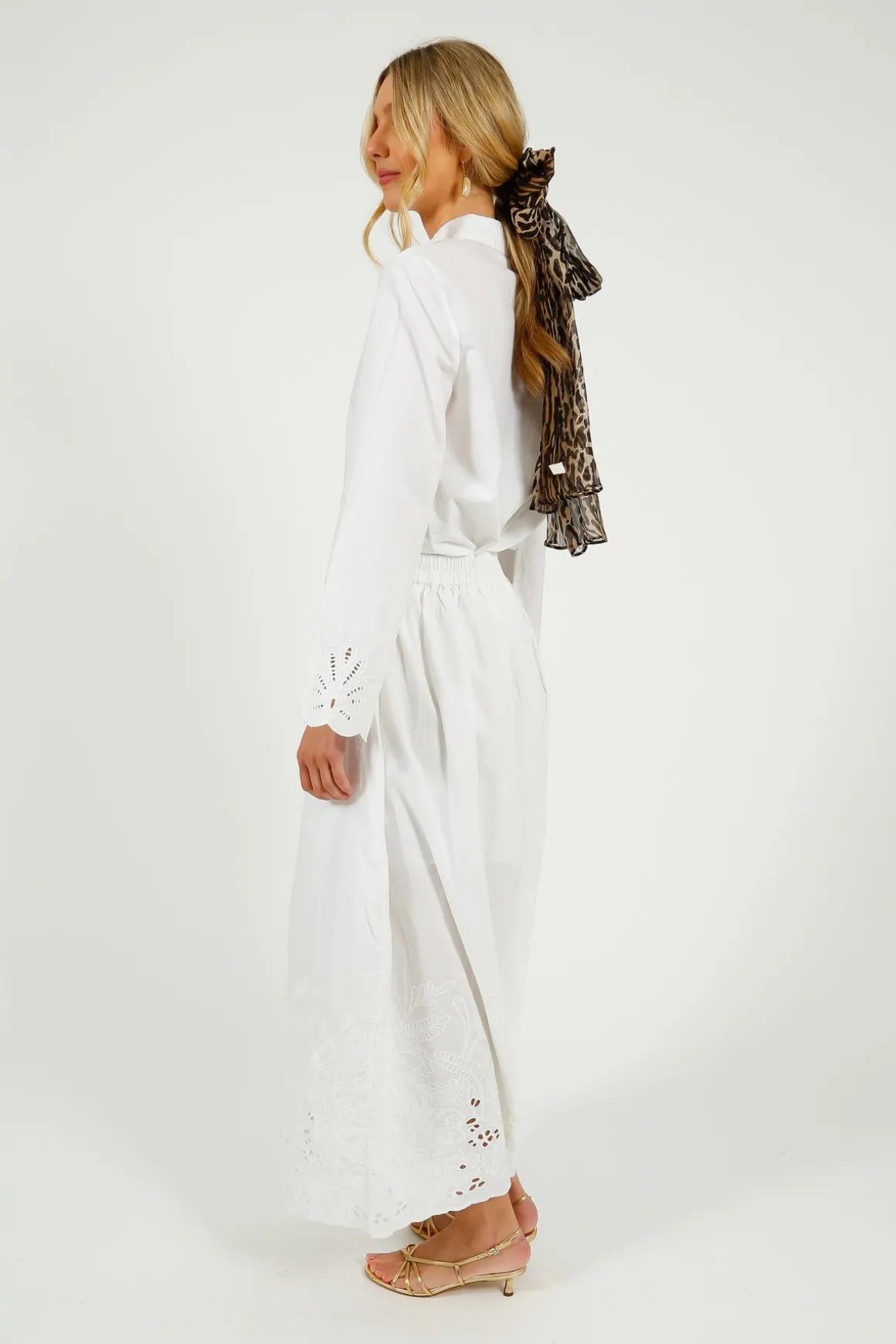 SLF Dahlia Broiderie Ankle Skirt in White