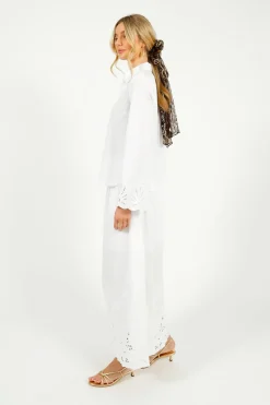 SLF Dahlia Broiderie Ankle Skirt in White