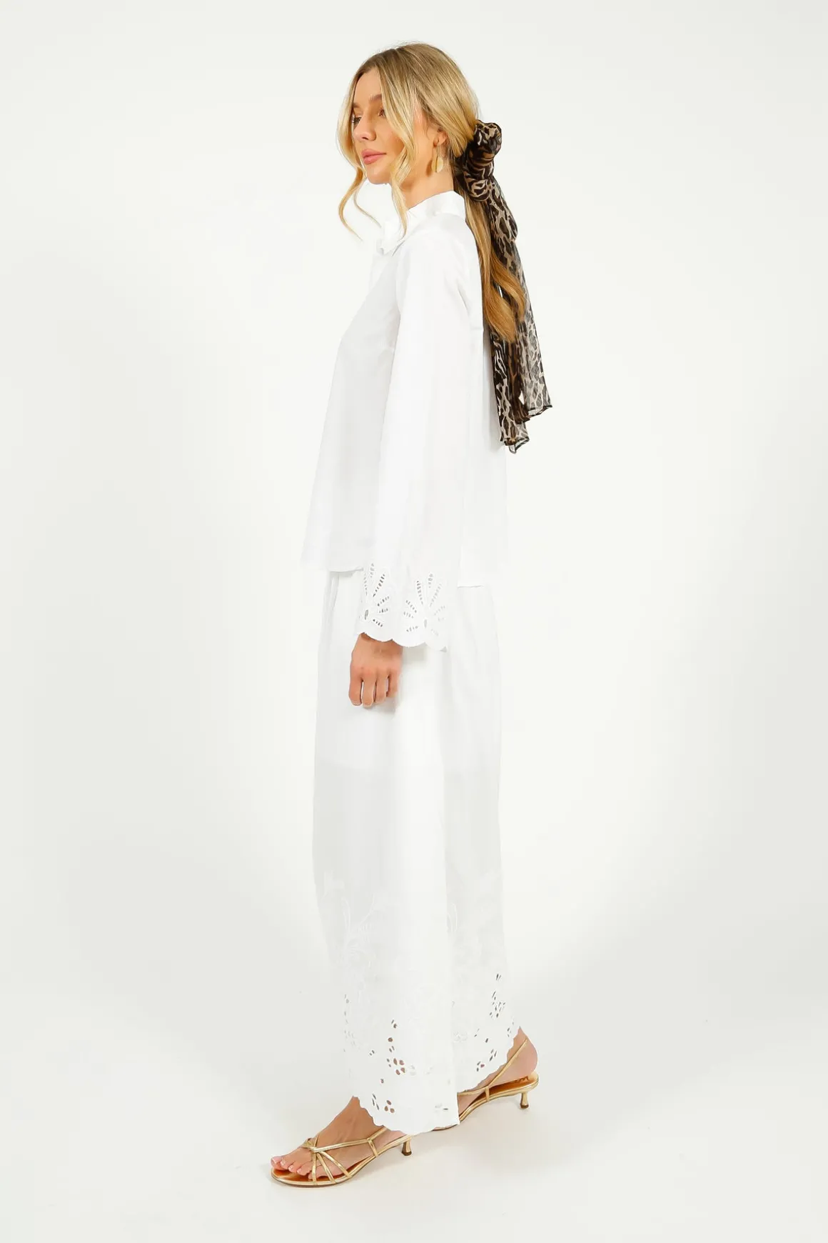 SLF Dahlia Broiderie Ankle Skirt in White