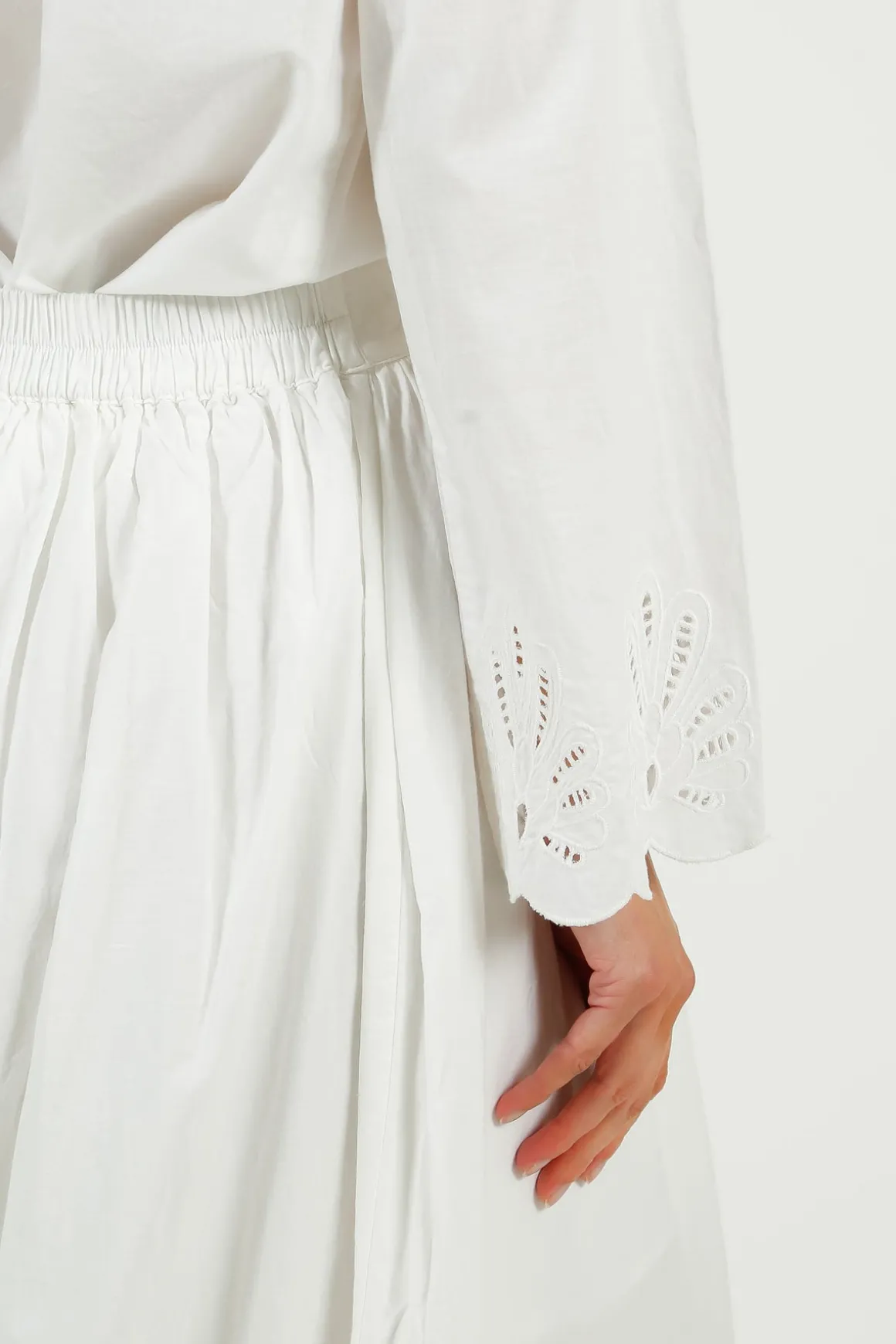SLF Dahlia Broiderie Ankle Skirt in White
