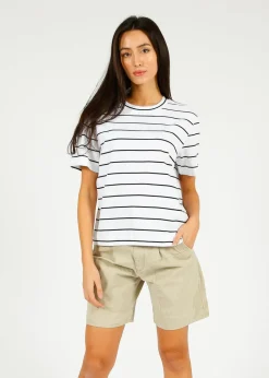 SLF Essential SS Boxy Striped Tee in Black, White