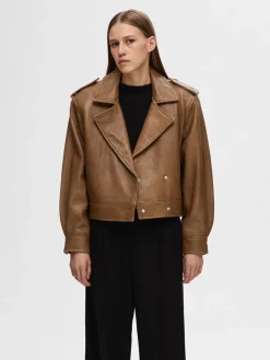 SLF Glove Leather Jacket in Coca Mocha