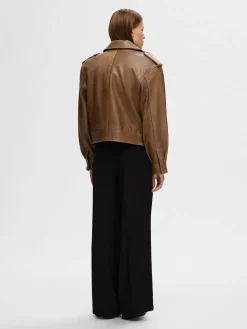 SLF Glove Leather Jacket in Coca Mocha