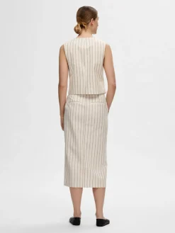SLF Hilda Pencil Skirt in Pin Stripe Sandshell