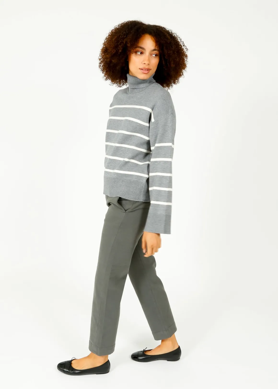 SLF Kamma Roll Neck Knit in Medium Grey, Birch