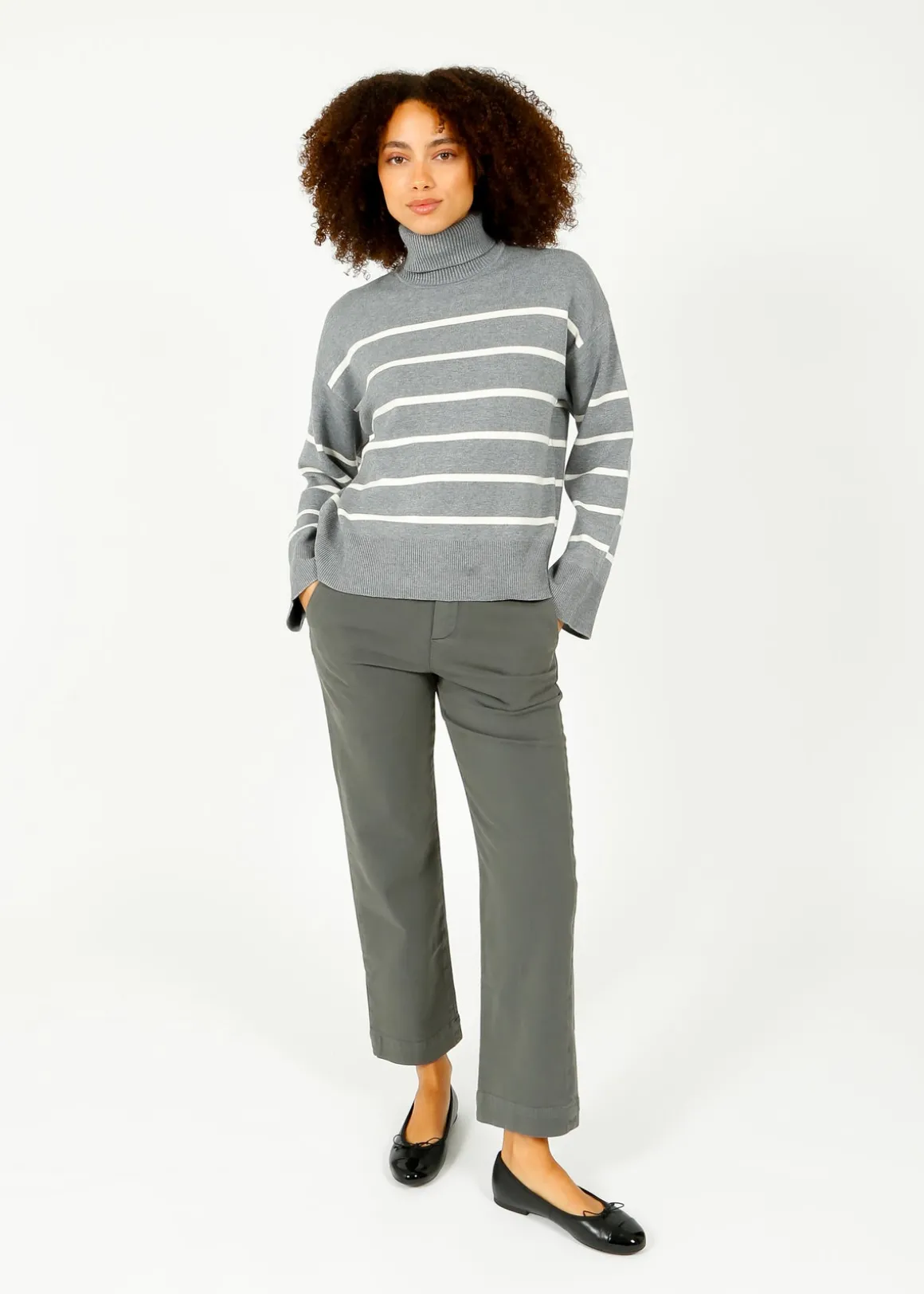 SLF Kamma Roll Neck Knit in Medium Grey, Birch