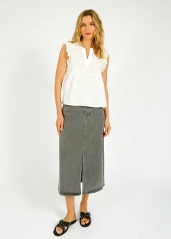 SLF Krista Gerda Denim Skirt in Light Grey