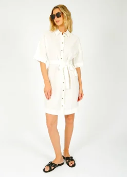 SLF Linnie Linen Shirt Dress in White