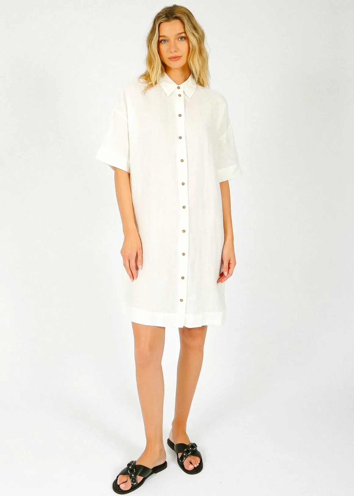 SLF Linnie Linen Shirt Dress in White
