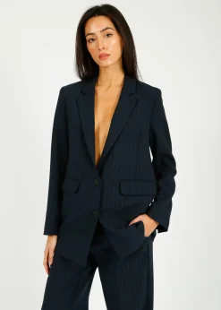 SLF Rita Relaxed Blazer in Dark Sapphire Pin Stripe