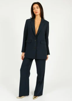 SLF Rita Relaxed Blazer in Dark Sapphire Pin Stripe