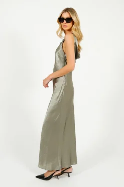 SLF Selene Cowl Back Midi Dress in Vetiver