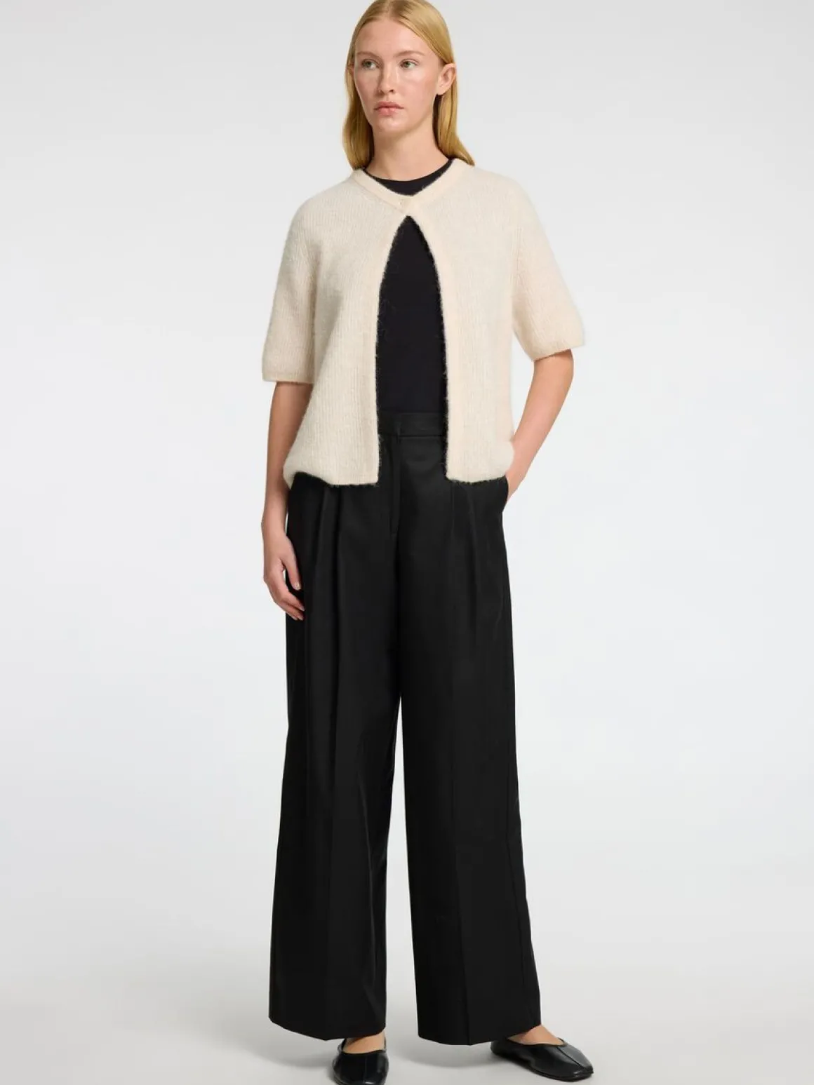 SLF Sia Ras SS Rib Knit Cardgan in Birch