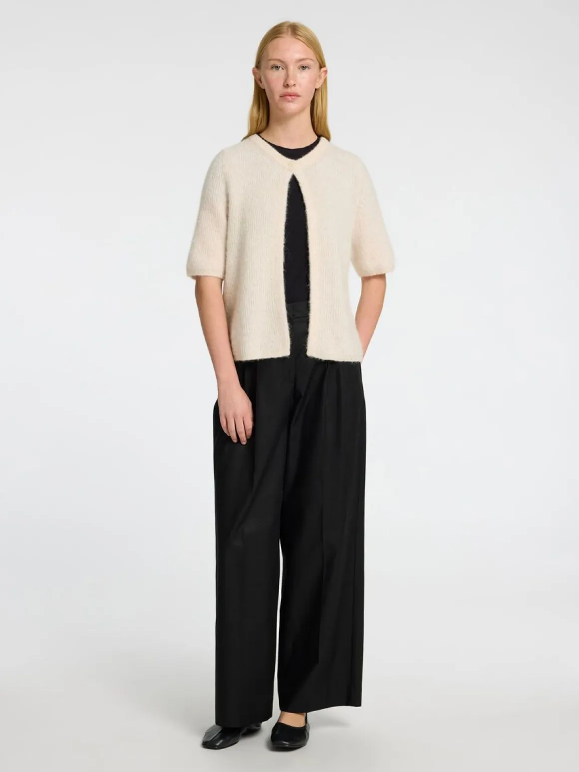 SLF Sia Ras SS Rib Knit Cardgan in Birch