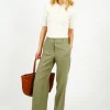 SLF Tania Rita Wide Fit Linen Trousers in Vetiver