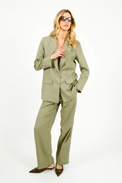 SLF Tania Rita Wide Fit Linen Trousers in Vetiver