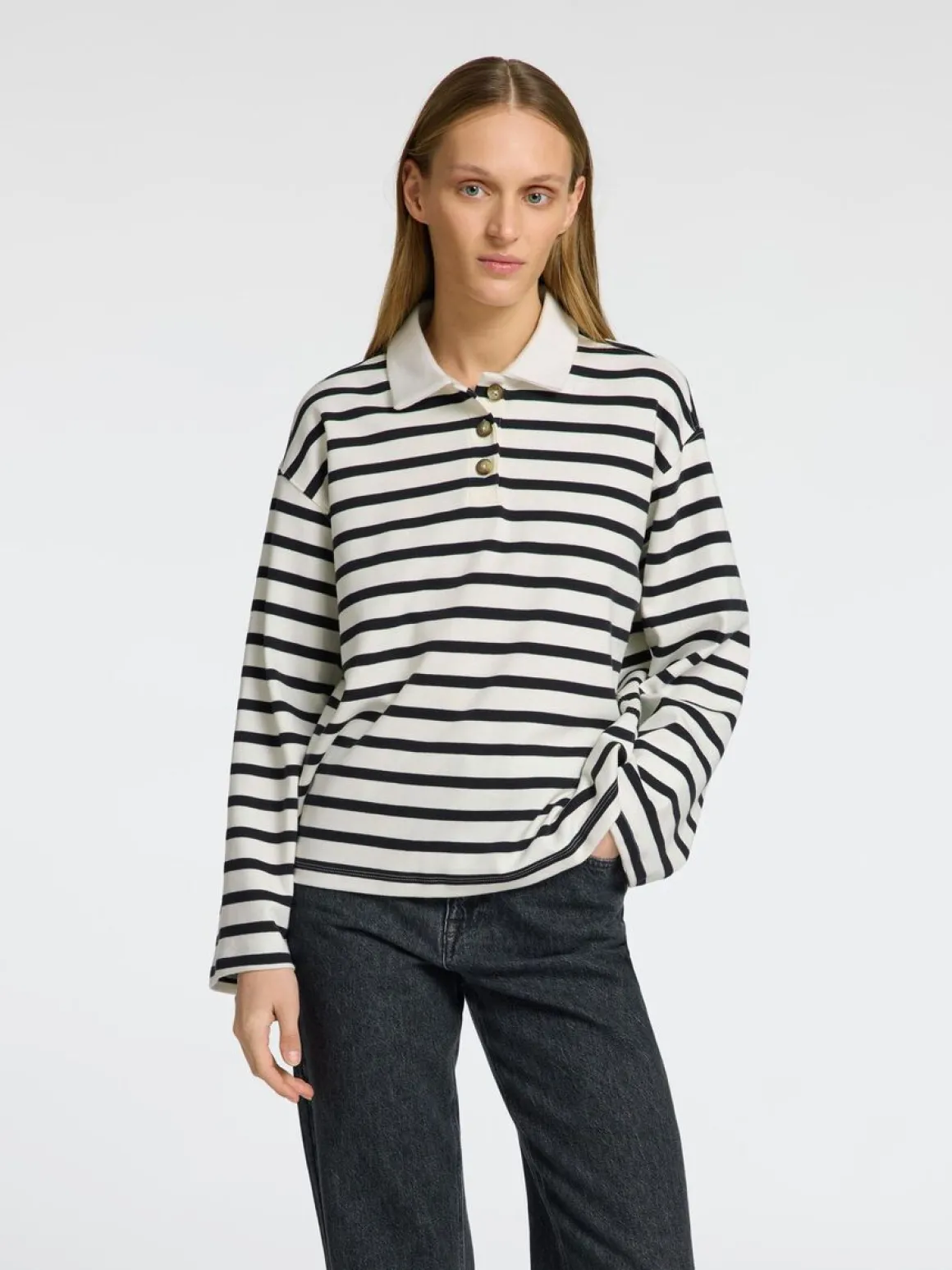 SLF Wada LS Stripe Collar Top