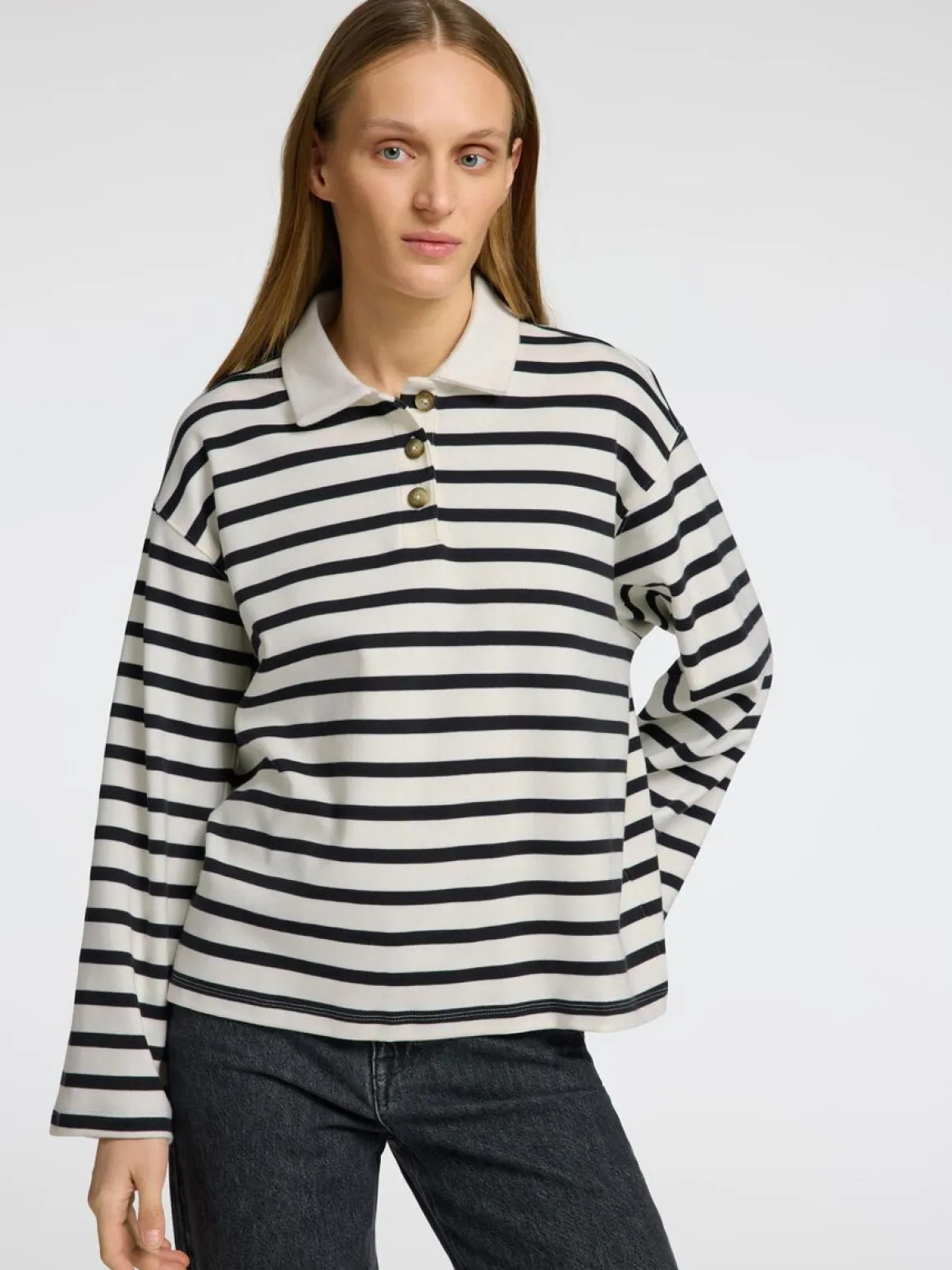 SLF Wada LS Stripe Collar Top