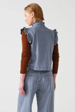 Su0026M Pablo Waitscoat in Washed Denim Stripe