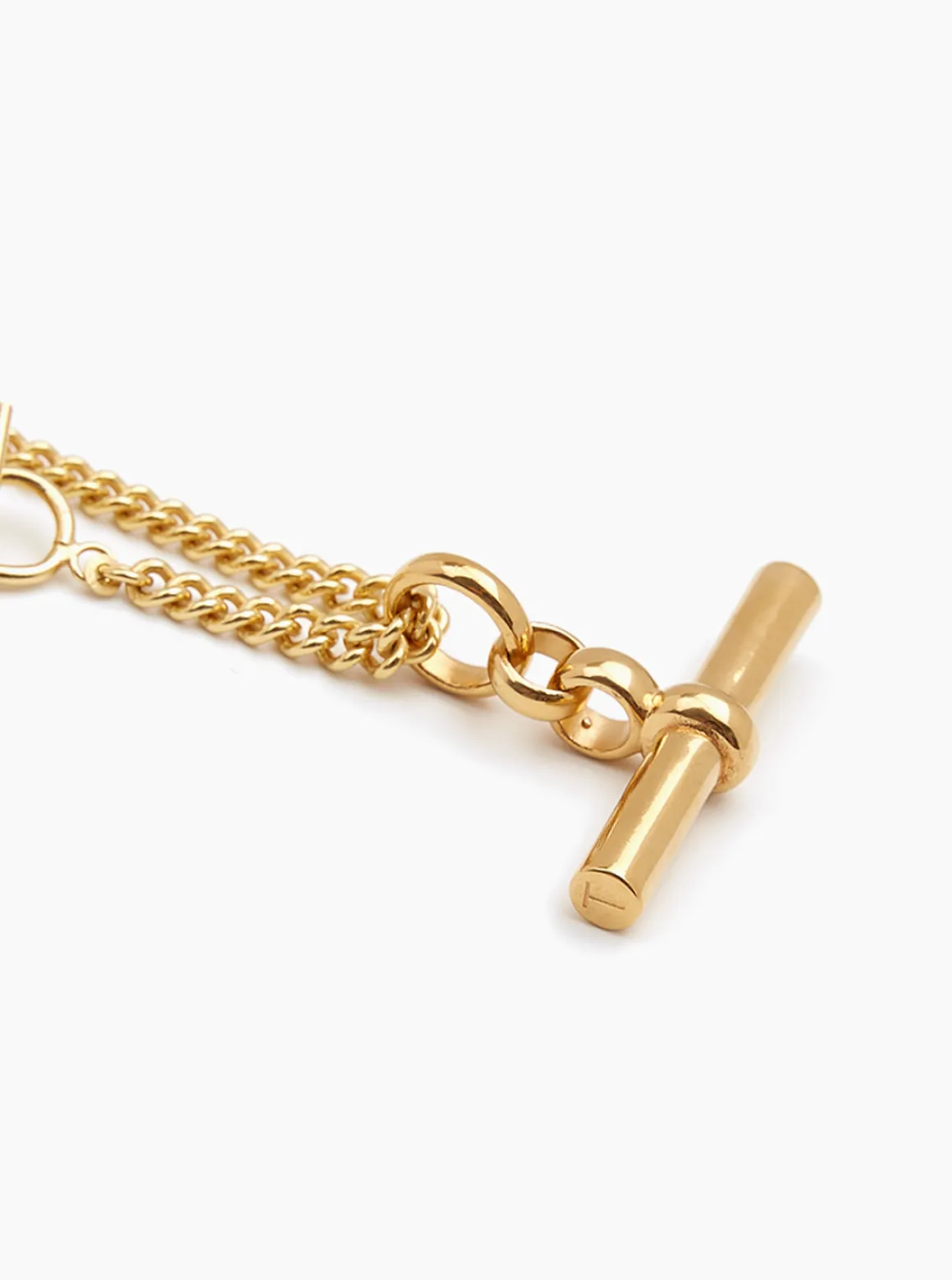 TS Giant Gold T Bar on Curb Chain