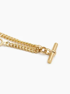 TS Gold T-Bar Curb Link Necklace 40cm