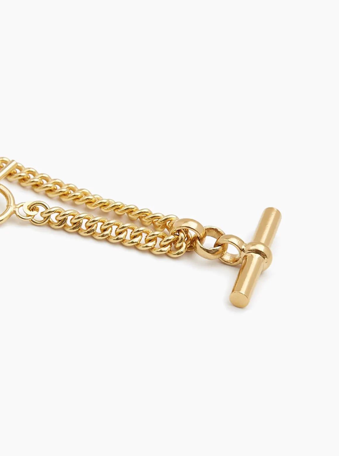 TS Gold T-Bar Curb Link Necklace 40cm