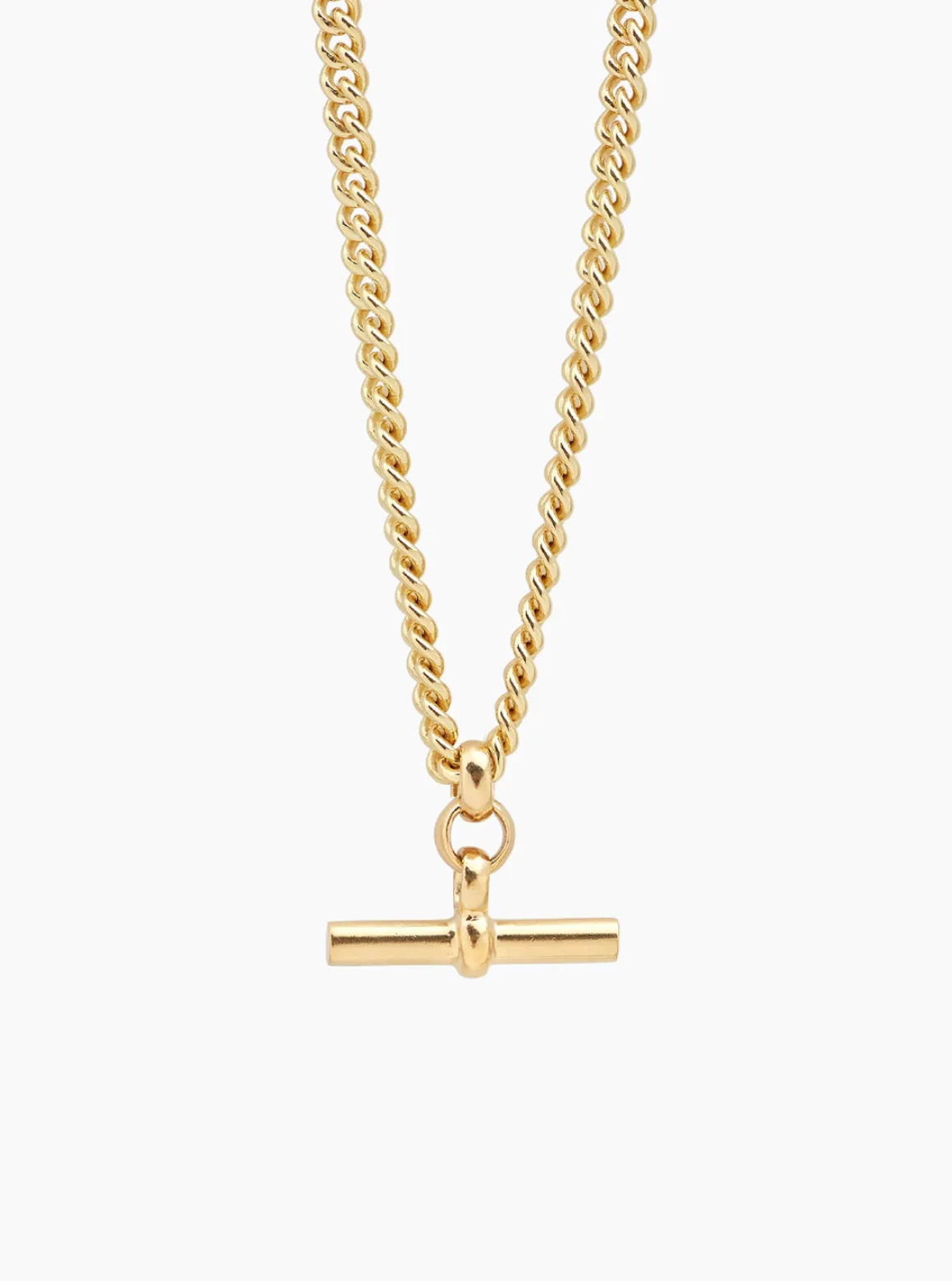 TS Gold T-Bar Curb Link Necklace 40cm