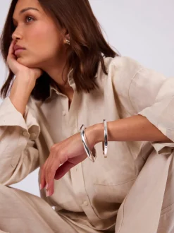 TS Silver Plated Retro Bangle