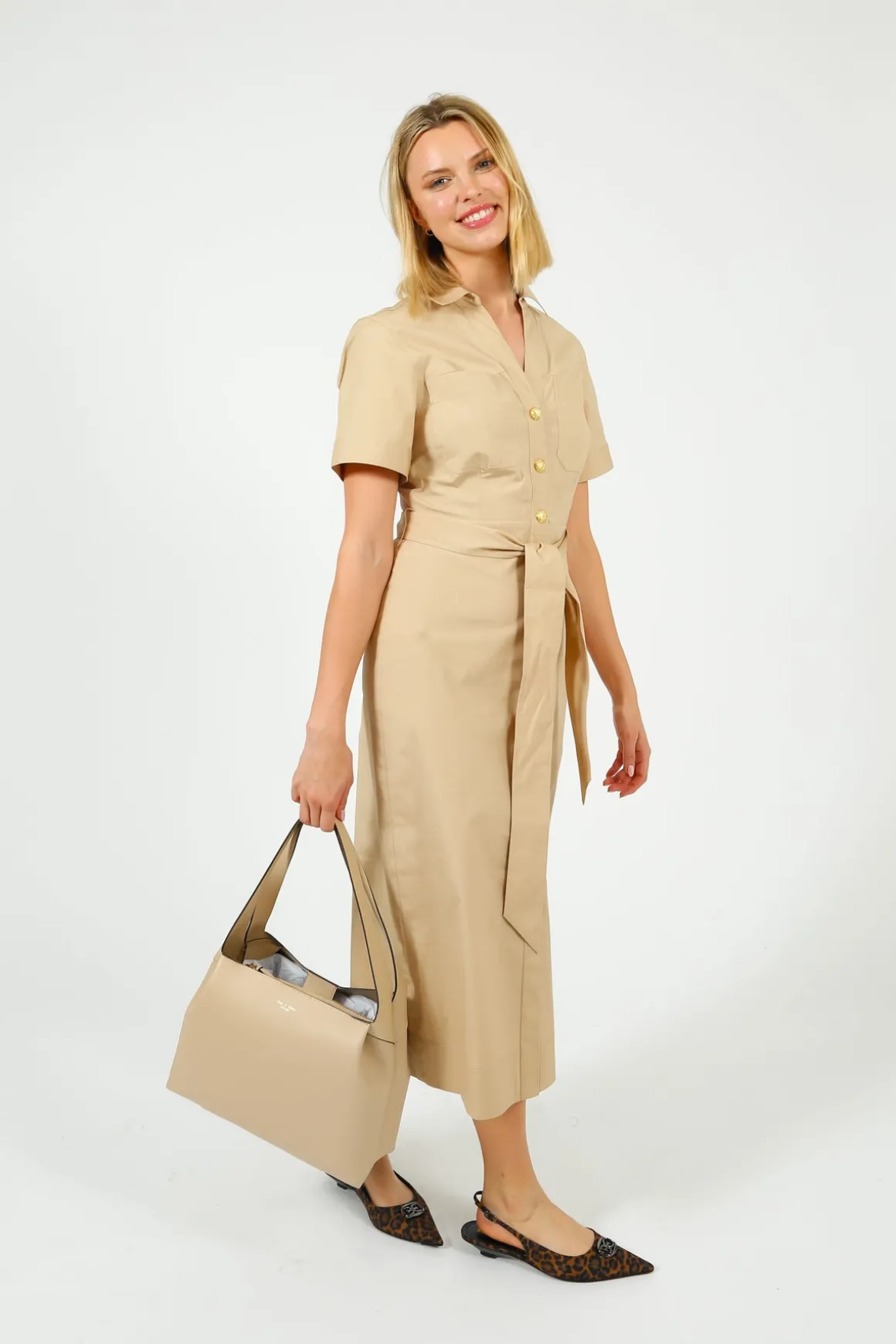 VB Tabby Midi Dress in Stone Khaki