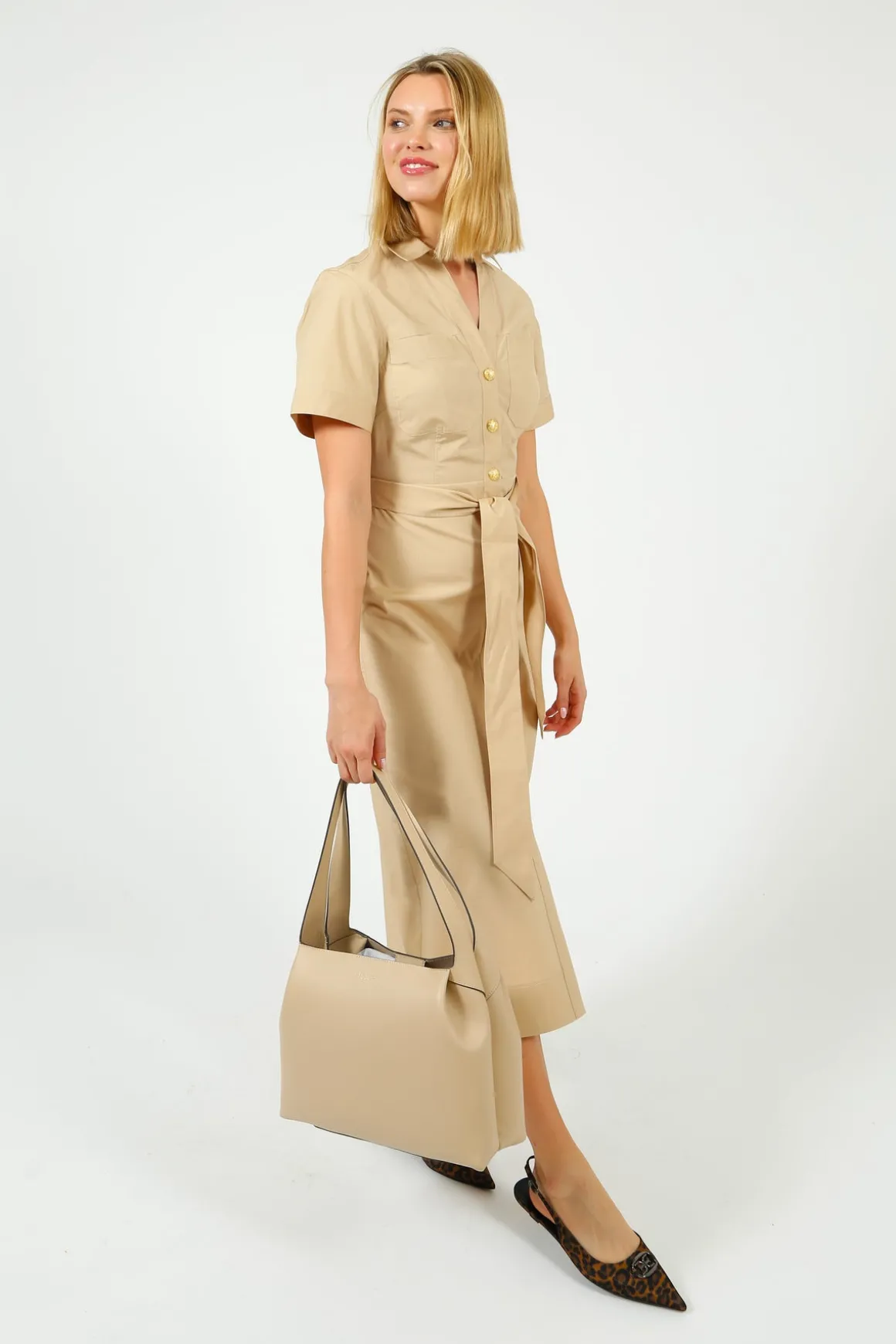 VB Tabby Midi Dress in Stone Khaki