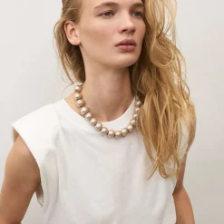 VBARONI Short Bead Necklace in Champagne