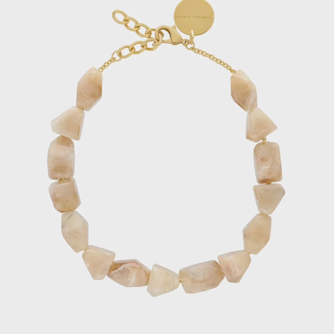 VBARONI Stone Shaped Necklace in Honey Marble
