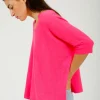 VK Katji V Neck Half Sleeve Knit in Hot Pink